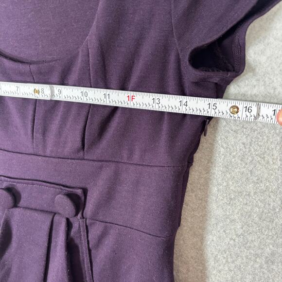 Appropriate Behavior Dress Junior 5 Purple Mini Knit Pleated Short Sleeve Career - Picture 6 of 11